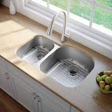 You get the double bowl sink itself, plus the drain assembly, the mounting hardware you need, the bottom grip, the cutout template, the basket strainers, and that kraus branded kitchen towel we. Kraus Premier Stainless Steel 32 Inch 2 Bowl Undermount Kitchen Sink Overstock 6472928
