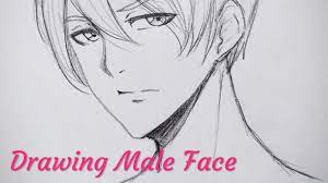 Draw the face in a sweeping motion. Drawing Manga Anime Male Face Youtube
