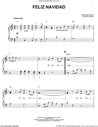 Feliciano Feliz Navidad Easy Sheet Music For Piano Solo Sheet Music Christmas Sheet Music Piano Sheet Music