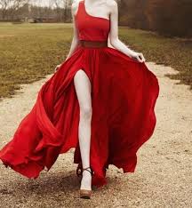 Red One Shoulder Chiffon Party Dress Red Dress Pretty Dresses
