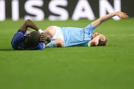 Manchester city have received a major fitness boost on sunday afternoon, as kevin de bruyne's initial assessment on his ankle injury has shown 'no significant damage', according to the latest emerging information. Kevin De Bruyne Suffered Nose Eye Injuries In Manchester City S Ucl Final Loss Bleacher Report Latest News Videos And Highlights