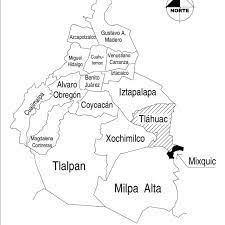 Mapa individual de cada pueblo y colonia de tláhuac. Mapa Del Distrito Federal Ubicacion De La Delegacion Tlahuac Y De La Download Scientific Diagram