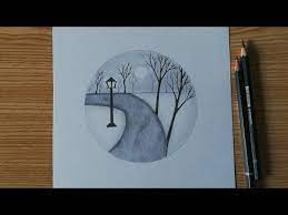 A Scenery In A Circle Easy Pencil Drawing For Beginners Step By Step Youtube Art Drawings Simple Pencil Drawings Easy Meaningful Drawings