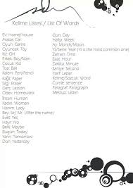 Kelime Listesi List Of Words