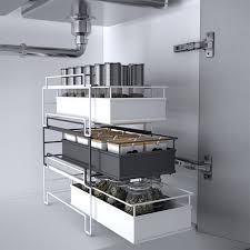 Kitchen Countertop Under Sink Spice Racks Can Be Stacked With Multi-Layer  Pull-Out Storage Wrought Iron Rack(Black)
