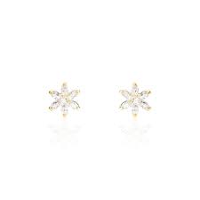 Boucles D Oreilles Puces Eleanor Fleur Or Jaune Oxyde De Zirconium B3ofjzw5610 Marc Orian Bijouterie En Ligne