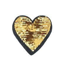 Get ready to party in mega chic style! Reversible Sequin Sewing Patch Red Gold Lovely Heart