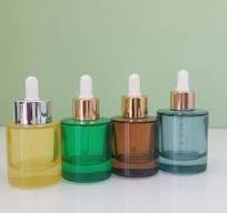 Hot Selling 30ml Serum Bottle Cosmetic Packaging Cylindrical Transparent  Hair Care Essential Oil Essence Glass Dropper Bottle