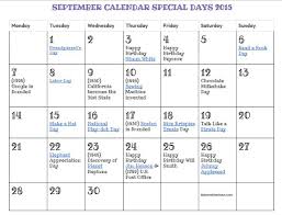 September Calendar Of Special Days Holidays Free Printable Calendar Calendar Activities September Calendar Special Day
