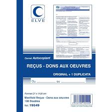 Carnet De 100 Recus Association Dons Aux œuvres Elve Carnet Les Oeuvres Recevoir