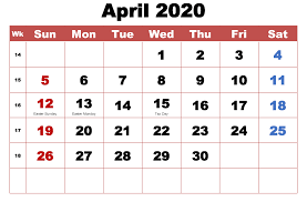 Cute April 2020 Holidays Calendar In 2020 Holiday Calendar Federal Holiday Calendar Resurrection Day
