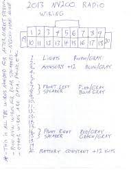Print the electrical wiring diagram off and use highlighters to be able to trace the routine. Nissan Nv200 Radio Wiring