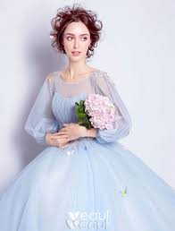 Feenhafte kleider → umfangreicher kaufratgeber ausgezeichnete feenhafte kleider beste angebote: Blume Feenhafte Ballkleider 2017 Scoop Ausschnitt Applique Bunte Blumen Rusche Himmelblau Tull Gelegenheit Kleider