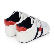 tommy hilfiger baby boys white pre walker trainers tommy