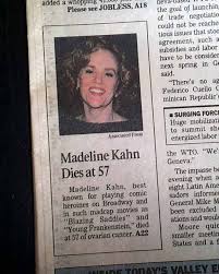 Madeline kahn had been booked for the film adaptation of mame prior to the beginning of filming for blazing saddles. Madeline Kahn Blazing Saddles Comedy Movie Film Actress 1999 L A Newspaper Ebay