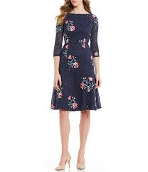 Eliza J Floral Print Lace A Line Dress