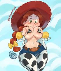 Rule 34 - 2024 Blue Background Bow In Hair Braided Hair Breasts Cowboy Hat  Cowgirl Disney Female Female Focus Female Only Green Eyes Greenpotato  Jessie (toy Story) Nipples Orange Hair Pixar Red