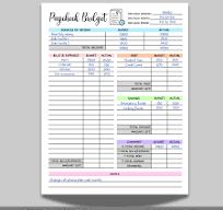 Paycheck Budget Overview Planner Printable, Minimalist Budget Tracker