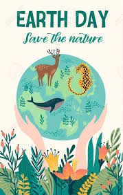 Earth Day With Animals Vector Template For Card Poster Banner Lingkungan Hidup Ilustrasi Poster Sketsa