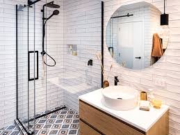 Latest modern bathroom designs contrasting floor and wall tiles combination. Latest Bathroom Ideas Mico