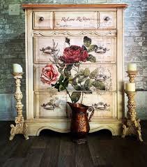 This Is Gorgeous Don T You Think Love The Finish And The Addition Of The Botanical Rose Decor Transfer Repost Re Mobilya Boyama Antika Mobilya Sifonyer