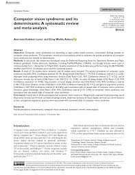 PDF) Computer vision syndrome and its determinants: A systematic review and  meta-analysis