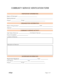 Free Community Service Verification Form | PDF | Word