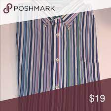 Mens Lands End Dress Shirt Vertical Striped Dress Mens Shirt Dress Shirt Dress