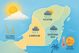 LLUVIAS DISPERSAS Y CALOR INTENSO PARA ESTE MARTES EN LA PENÍNSULA DE YUCATÁN