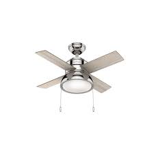 Hunter Loki 36 In Integrated Led Indoor Polished Nickel Ceiling Fan With Light Kit Ceiling Fan Polished Nickel White Ceiling Fan