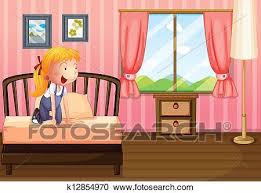 Kids cleaning room chores infographic vector. A Child In Her Clean Bedroom Clipart K12854970 Fotosearch