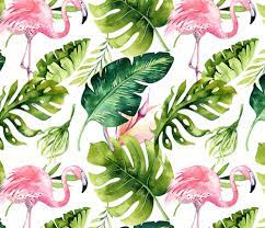 Colorful Fabrics Digitally Printed By Spoonflower Watercolor Tropic Jungle Seamless Summer Pattern Background With Tropical Palm Monstera Leaves Flamingo And Flamingo Wallpaper Jungle Flowers Tropic Jungle