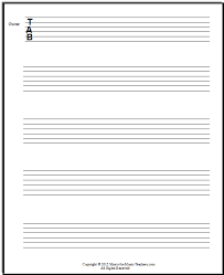Big Blank Guitar Tablature Paper With No Bar Lines At Music For Music Teachers Com Tablature Guitar Tabs Guitar Chord Chart