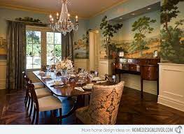 20 Conventional Dining Rooms With Wallpaper Murals Home Design Lover Dining Room Wallpaper Dining Room Murals Colonial Dining Room