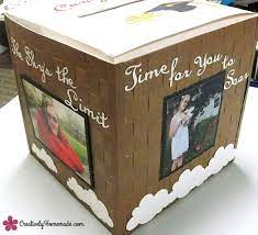 Adhere the graduation cap pieces onto the top of the box. Fun Hot Air Balloon Diy Graduation Card Holder Box A Unique Centerpiece For Your Gift Table Creatively Homemade Graduation Card Holder Graduation Card Holder Box Graduation Party Card Box