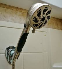 Summer Rv Interior Renovation Project Part Three With Images Camping Shower Fifth Wheel Living Rv Shower Head
