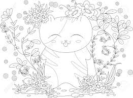 Designs range in complexity from broad doodles to complex flowers and intricate patterns. Coloring Book Page For Adult And Kids Happy Kitten With Flowers And Leaves Ornamental Lineart Pattern Royalty Free Cliparts Vectors And Stock Illustration Image 95873879