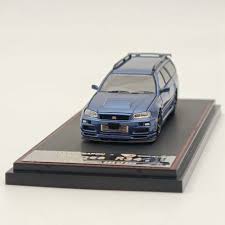 Street Weapon 1:64 Nissan Stagea Skyline GT-R R34 Wagon Racing Blue Diecast  Models Car Collection