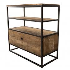 Comprend une armoire supérieure munie de portes vitrées et d'une tablette intérieure réglable; Meuble De Rangement Industriel 90x40 Tinesixe