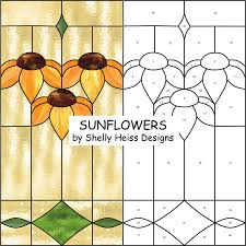 Stained Glass Sunflowers Or Black Eyed Susan Pattern Arts Etsy In 2020 Stained Glass Patterns Free Stained Glass Flowers Glass Art Projects