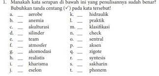 Satu bunyi dilambangkan dengan satu huruf, terkecuali untuk bunyi ng, ny, sy, kh kata kunci: Manakah Kata Serapan Di Bawah Ini Yang Sudah Siap Brainly Co Id
