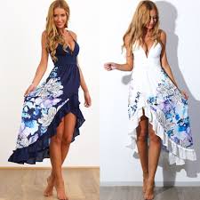 Women S Summer Boho Chiffon Long Maxi Evening Party Beach Dress Floral Sundress Long Summer Dresses Maxi Long Beach Dress Long Summer Dresses