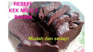 1 tin susu cair 4 biji telur ayam 1 sudu te. Kek Milo 3 Bahan Viral Mudah Dan Sedap Youtube