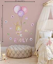 Bunny Wall Decal Girl Nursery Wall Sticker Baby Girl Wall Sticker Bunny Nursery Wall Decal Bunny Balloon Wall Decal Girl Balloon Nursery Nursery Wall Decor Girl Baby Room Wall Decals Baby