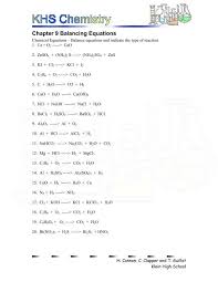However, balancing equation and reaction types worksheet make it very easy for the user to balance any kind of equation either it is difficult or moreover, balancing equation race worksheet saves time of a user because manually, a person has to struggle with the equations, but here he. Chapter 9 Balancing Equations Jflaherty1 Kleinisd Net