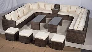 Giardino Santorini Large 10 Seater Brown Rattan Sofa Set 2 Coffee Tables 4 St Rattan Furniture Set Furniture Sets Design Garden Sofa Set