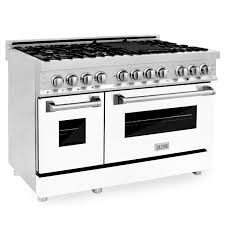 It has brushed stainless steel and features very. Zline 48 Professional Dual Fuel Range In Stainless Steel With Color Door Options Ra48