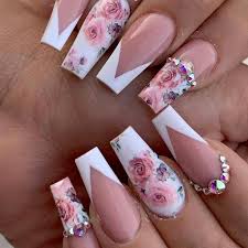 Uñas sencillas y bonitas 2020. Unas Acrilicas 2019 Modelos Y Como Hacerlas Paso A Paso In 2020 Nails Design With Rhinestones Long Acrylic Nail Designs Nail Designs