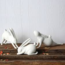 Yoga White Rabbit Figurines Set Of 3 Http Www Yogaweightloss Net Best Yoga Position Rabbit Figurine Bunny Statue Downward Dog Yoga
