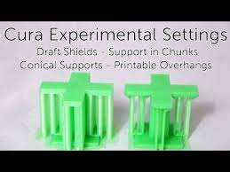 Cura Experimental Draft Shields Support In Chunks Conical Supports And Printable Overhangs Youtube 3d Printing Diy Useful 3d Prints 3d Printer Designs